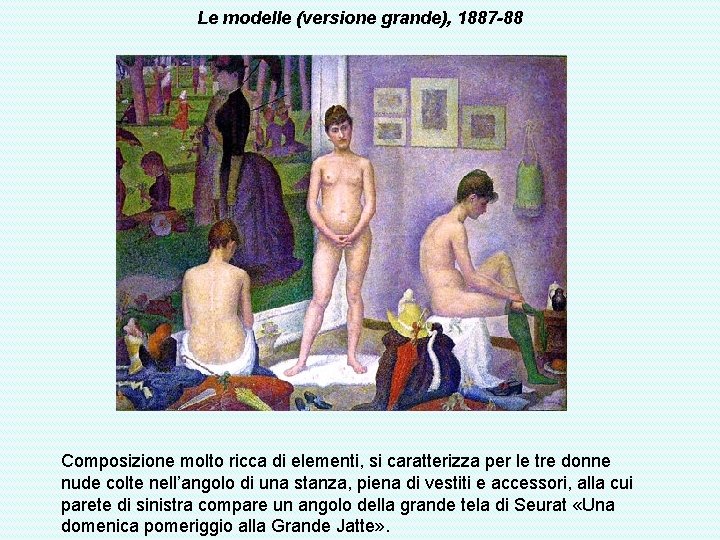 Le modelle (versione grande), 1887 -88 Composizione molto ricca di elementi, si caratterizza per