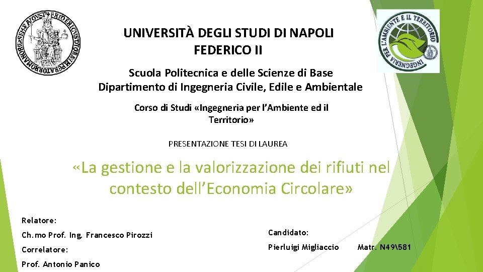 UNIVERSITÀ DEGLI STUDI DI NAPOLI FEDERICO II Scuola Politecnica e delle Scienze di Base