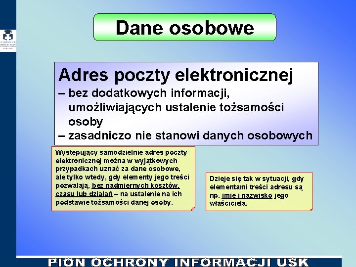 Dane osobowe Adres poczty elektronicznej – bez dodatkowych informacji, umożliwiających ustalenie tożsamości osoby – Dane osobowe Adres poczty elektronicznej – bez dodatkowych informacji, umożliwiających ustalenie tożsamości osoby –