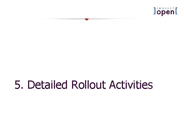 5. Detailed Rollout Activities 5. Detailed Rollout Activities