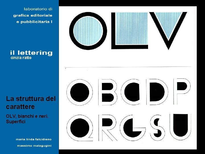 Lapidari cinzia ratto La struttura del carattere OLV, bianchi e neri. Superfici 