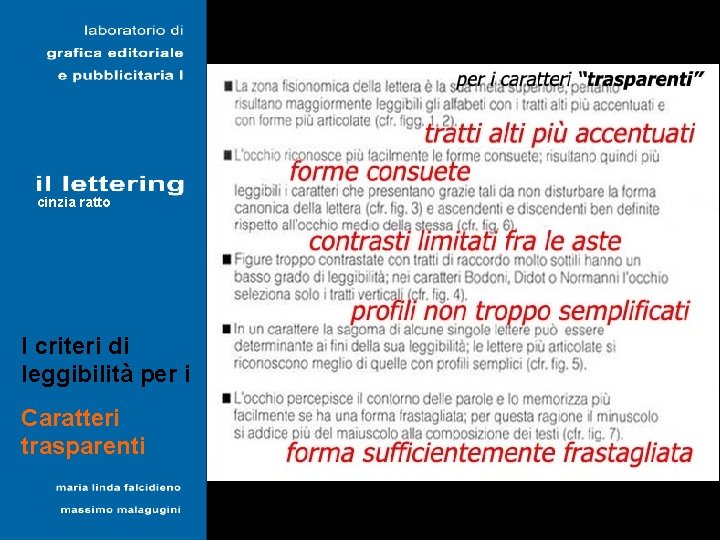 Lapidari cinzia ratto I criteri di leggibilità per i Caratteri trasparenti 