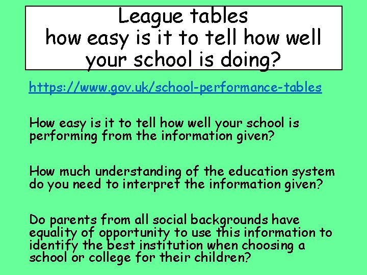 League tables how easy is it to tell how well your school is doing?