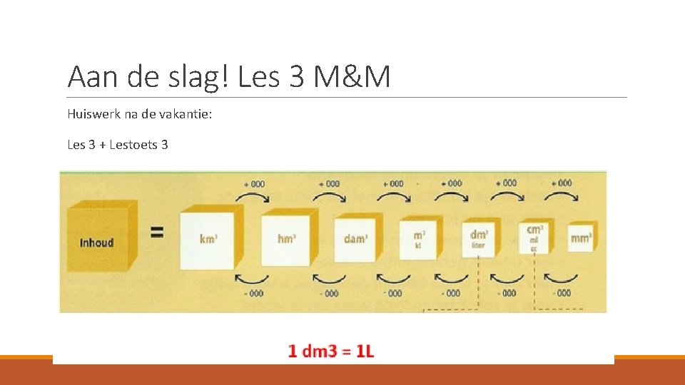 Aan de slag! Les 3 M&M Huiswerk na de vakantie: Les 3 + Lestoets