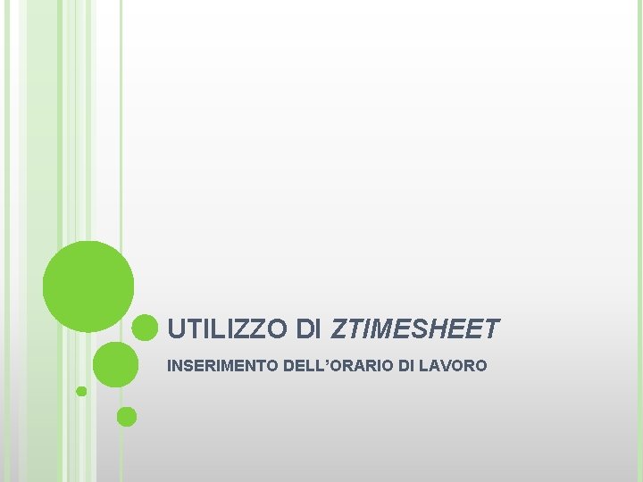 UTILIZZO DI ZTIMESHEET INSERIMENTO DELL’ORARIO DI LAVORO 