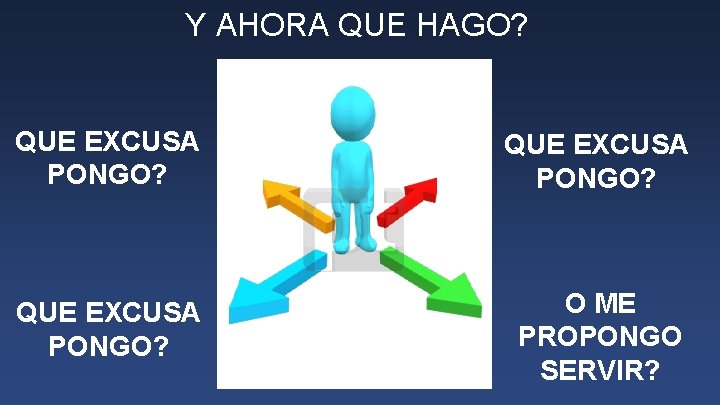 Y AHORA QUE HAGO? QUE EXCUSA PONGO? O ME PROPONGO SERVIR? 