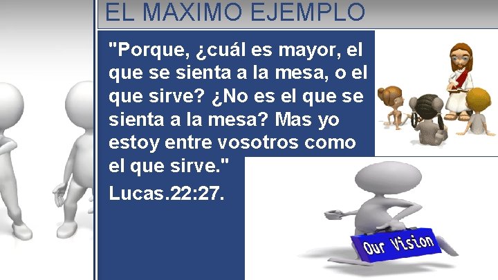EL MAXIMO EJEMPLO "Porque, ¿cuál es mayor, el que se sienta a la mesa,