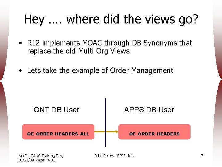 Hey …. where did the views go? • R 12 implements MOAC through DB