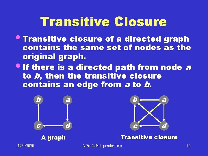 Transitive Closure • Transitive closure of a directed graph contains the same set of