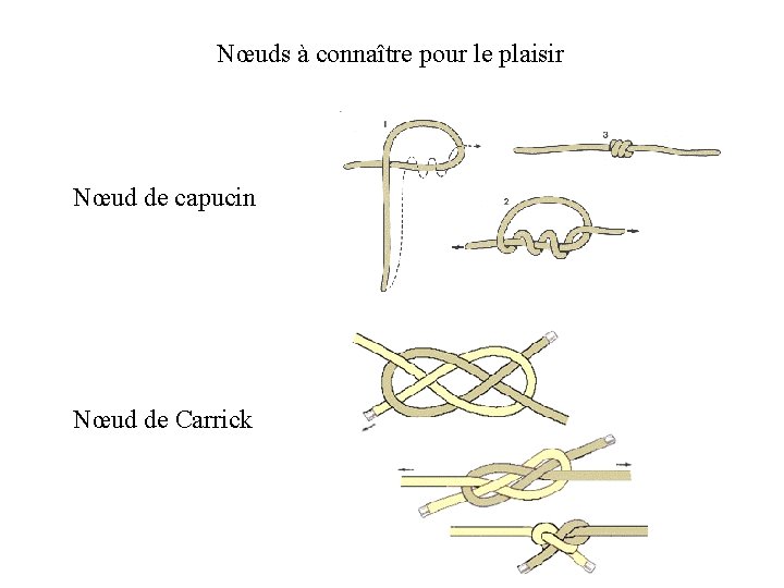 Nœuds à connaître pour le plaisir Nœud de capucin Nœud de Carrick 