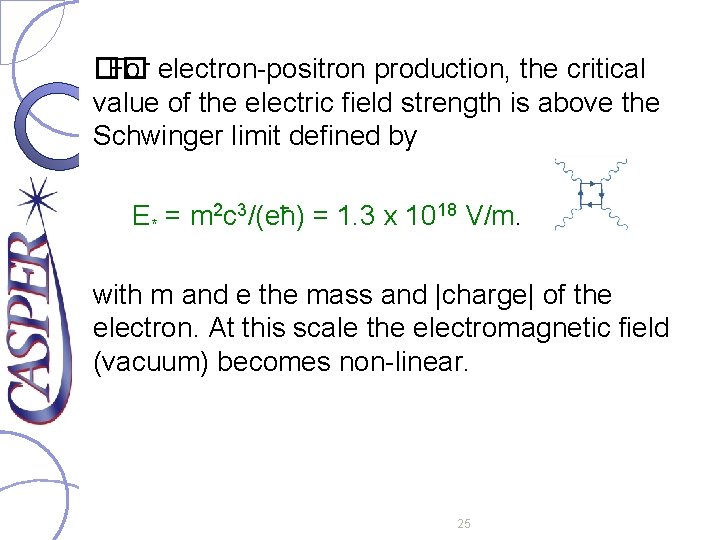 �� For electron-positron production, the critical value of the electric field strength is above