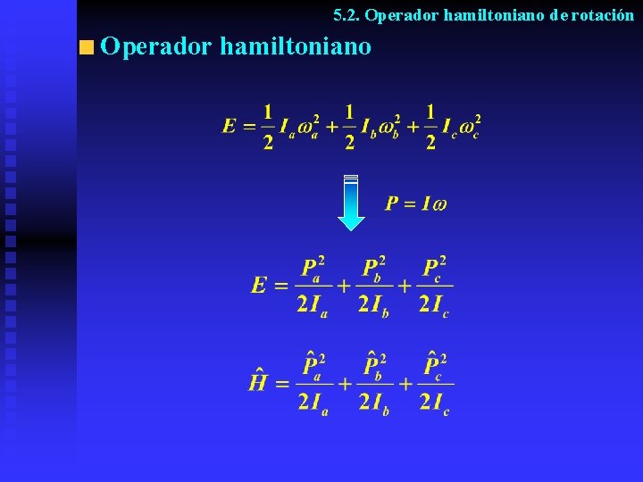 5. 2. Operador hamiltoniano de rotación Operador hamiltoniano 