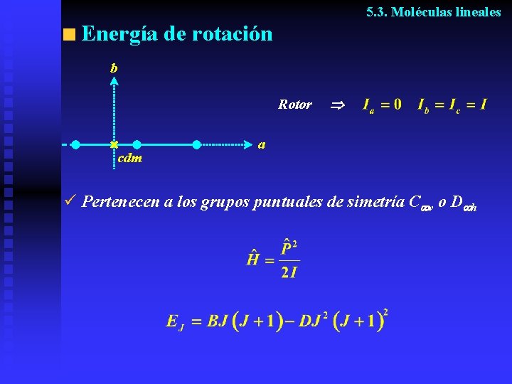 5. 3. Moléculas lineales Energía de rotación b Rotor cdm a ü Pertenecen a