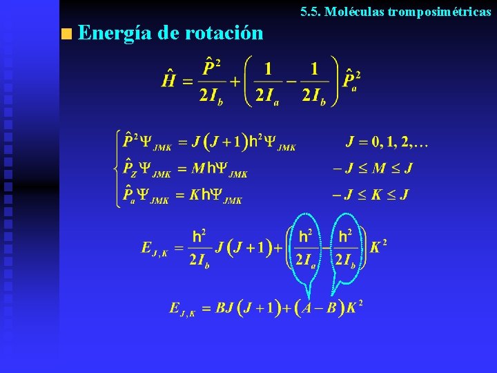 5. 5. Moléculas tromposimétricas Energía de rotación 