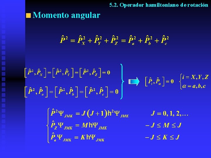 5. 2. Operador hamiltoniano de rotación Momento angular 