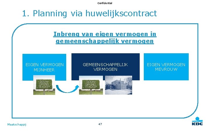 Confidential 1. Planning via huwelijkscontract Inbreng van eigen vermogen in gemeenschappelijk vermogen EIGEN VERMOGEN