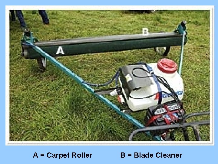 A = Carpet Roller B = Blade Cleaner 