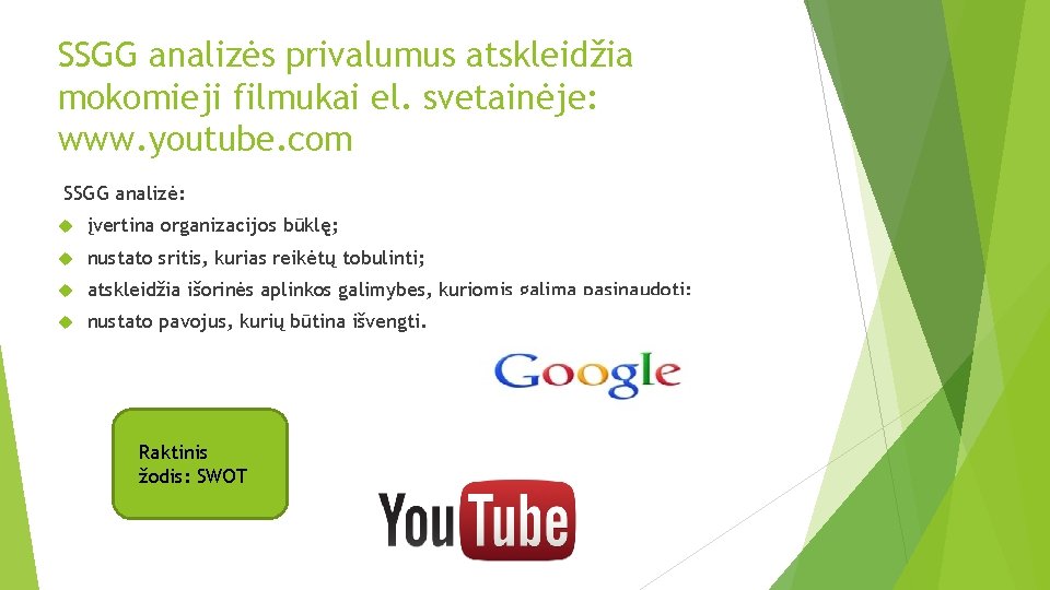 SSGG analizės privalumus atskleidžia mokomieji filmukai el. svetainėje: www. youtube. com SSGG analizė: įvertina SSGG analizės privalumus atskleidžia mokomieji filmukai el. svetainėje: www. youtube. com SSGG analizė: įvertina