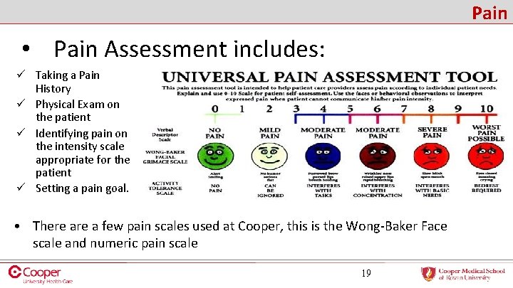 Pain • Pain Assessment includes: ü Taking a Pain History ü Physical Exam on