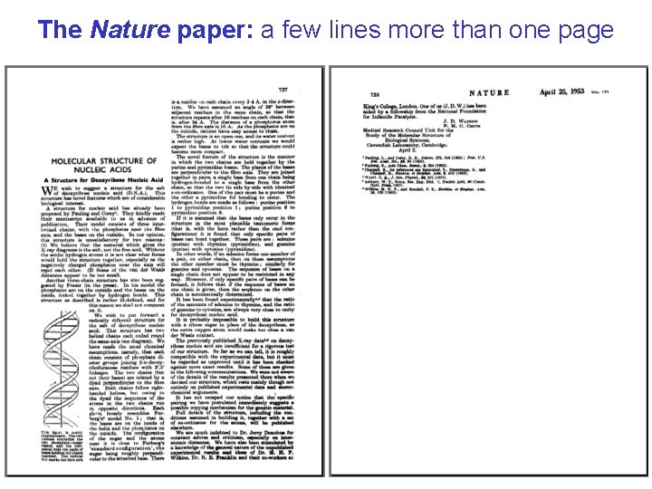 The Nature paper: a few lines more than one page 