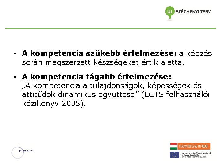  • A kompetencia szűkebb értelmezése: a képzés során megszerzett készségeket értik alatta. •