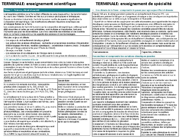 TERMINALE: enseignement scientifique TERMINALE: enseignement de spécialité 11 