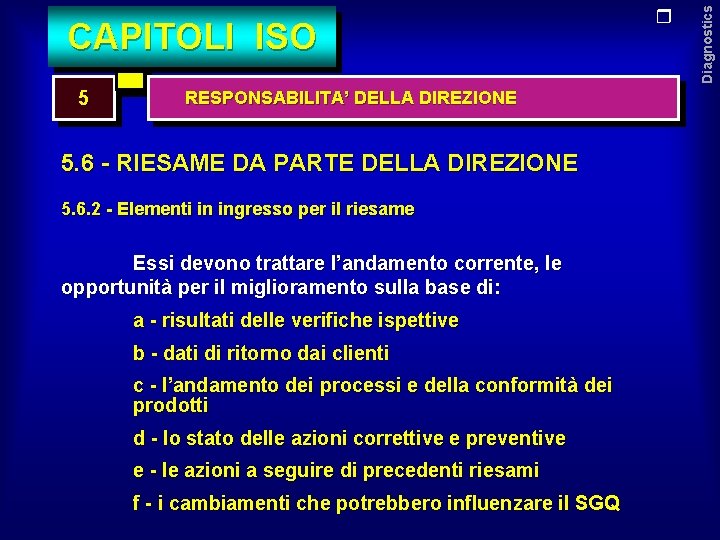 5 RESPONSABILITA’ DELLA DIREZIONE 5. 6 - RIESAME DA PARTE DELLA DIREZIONE 5. 6.