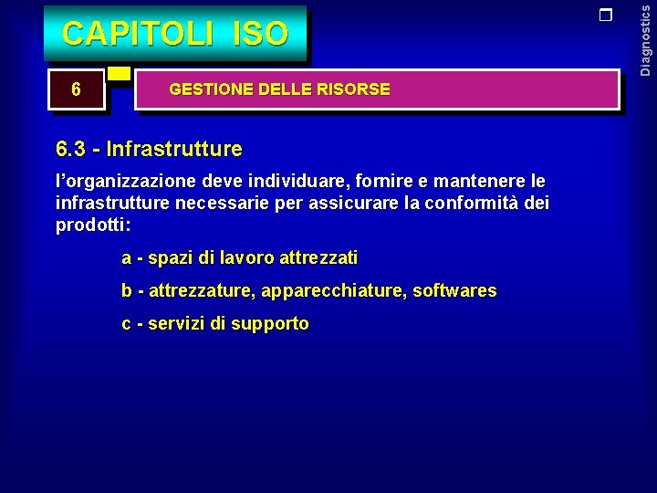 6 GESTIONE DELLE RISORSE 6. 3 - Infrastrutture l’organizzazione deve individuare, fornire e mantenere