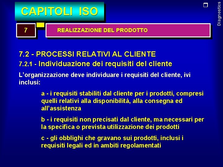 7 REALIZZAZIONE DEL PRODOTTO 7. 2 - PROCESSI RELATIVI AL CLIENTE 7. 2. 1