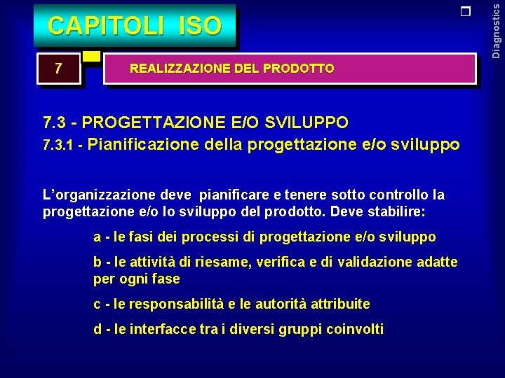 7 REALIZZAZIONE DEL PRODOTTO 7. 3 - PROGETTAZIONE E/O SVILUPPO 7. 3. 1 -