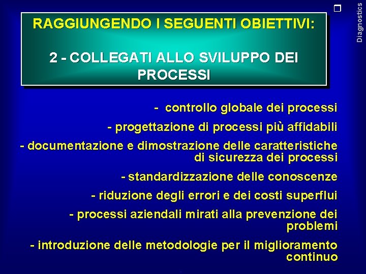 RAGGIUNGENDO I SEGUENTI OBIETTIVI: 2 - COLLEGATI ALLO SVILUPPO DEI PROCESSI - controllo globale