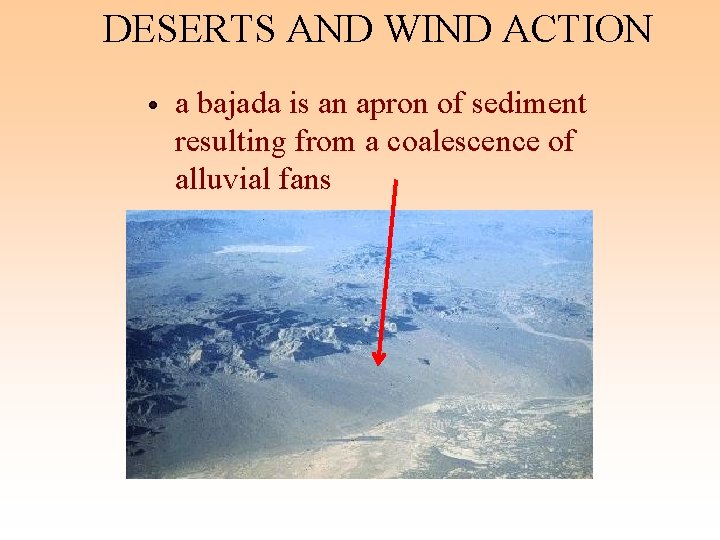 DESERTS AND WIND ACTION a bajada is an apron of sediment resulting from a