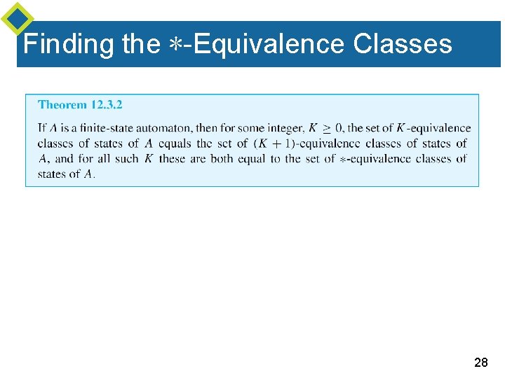 Finding the ∗-Equivalence Classes 28 