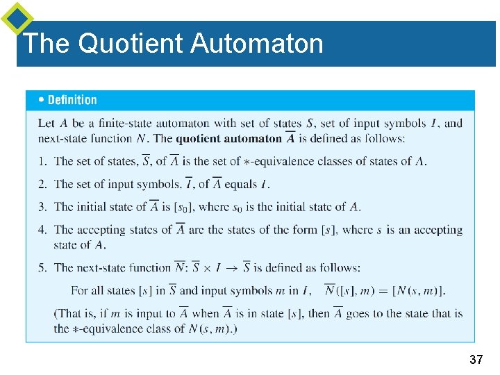 The Quotient Automaton 37 