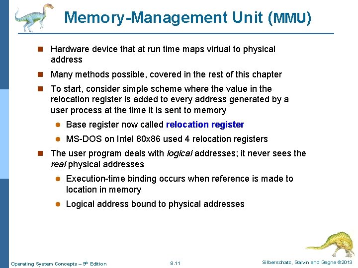 Chapter 8 Main Memory Operating System Concepts 9