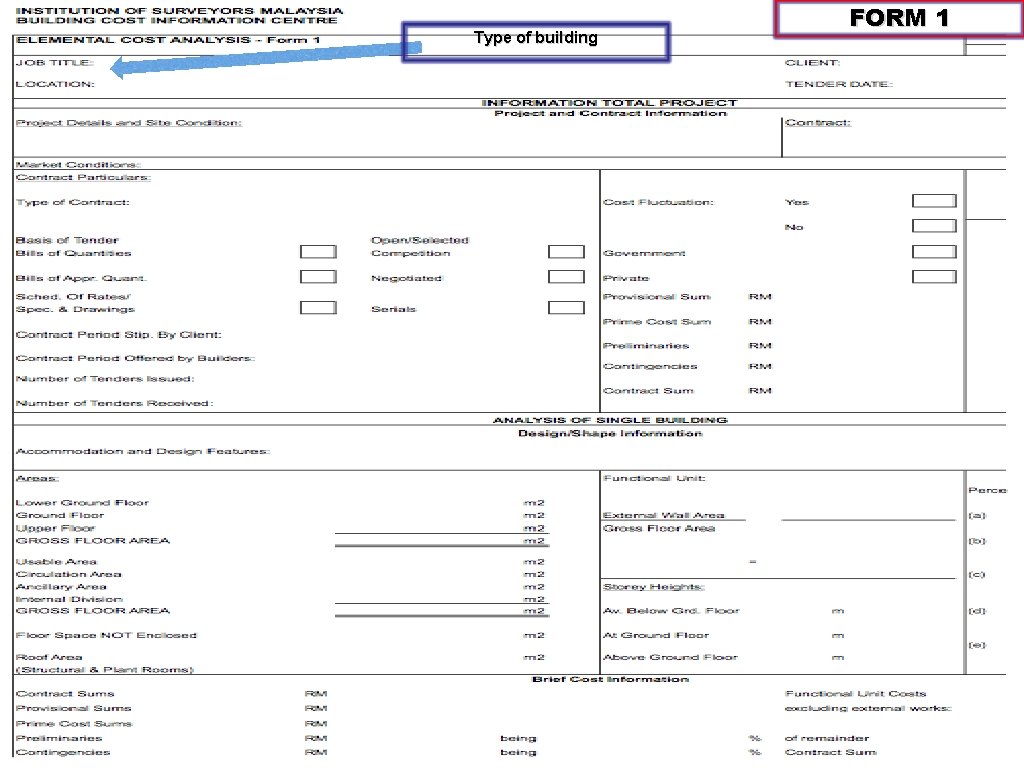 Type of building FORM 1 