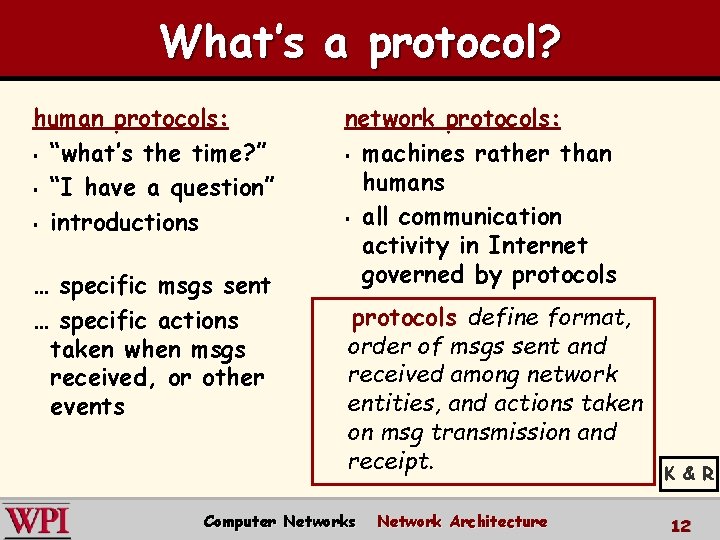 What’s a protocol? human protocols: § “what’s the time? ” § “I have a