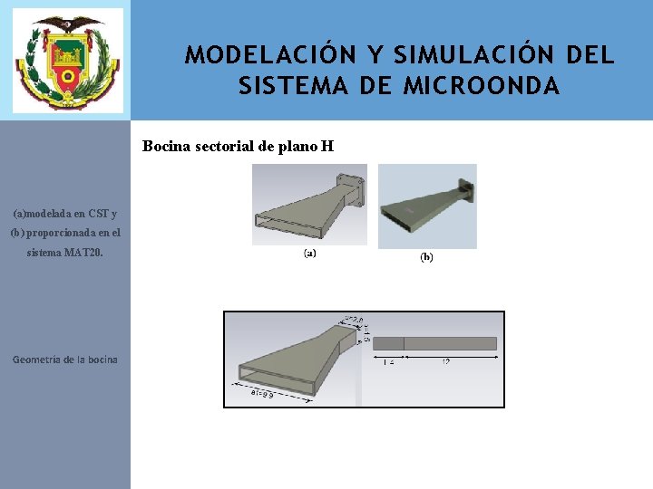 MODELACIÓN Y SIMULACIÓN DEL SISTEMA DE MICROONDA Bocina sectorial de plano H (a)modelada en