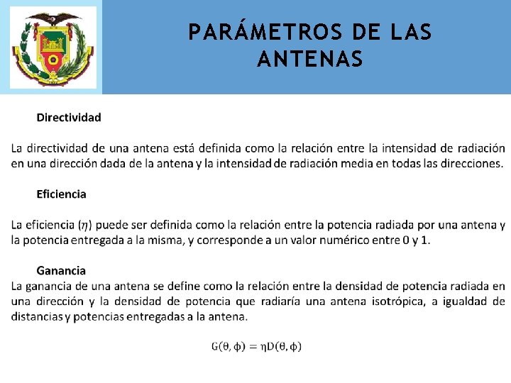 PARÁMETROS DE LAS ANTENAS 