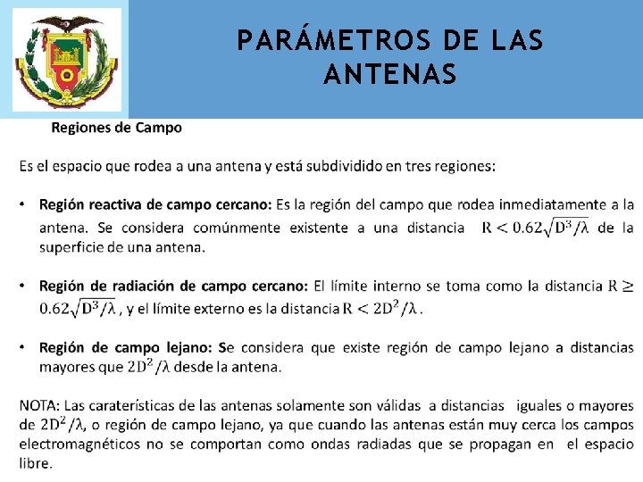 PARÁMETROS DE LAS ANTENAS 