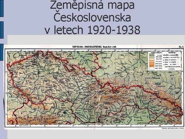 Zeměpisná mapa Československa v letech 1920 -1938 