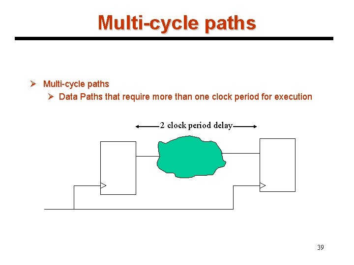 Multi-cycle paths Ø Data Paths that require more than one clock period for execution