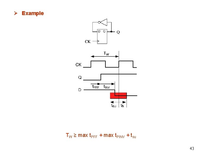 Ø Example TW ≥ max t. PFF + max t. PINV + tsu 43