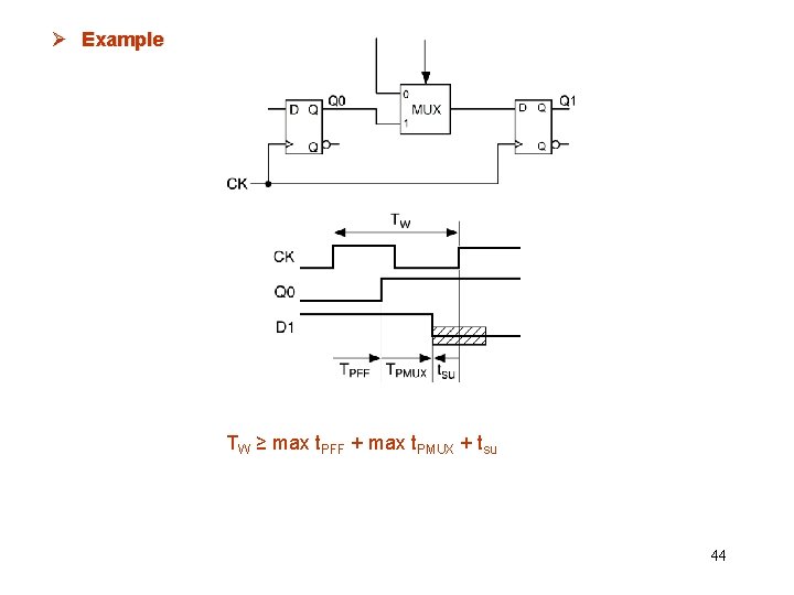 Ø Example TW ≥ max t. PFF + max t. PMUX + tsu 44