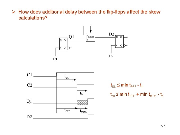 Ø How does additional delay between the flip-flops affect the skew calculations? t. SK