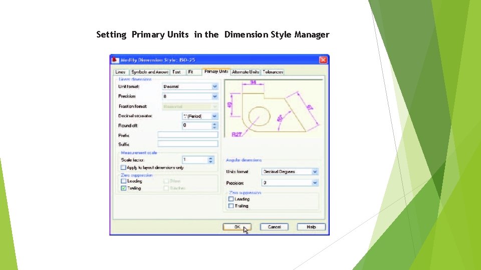 Setting Primary Units in the Dimension Style Manager 