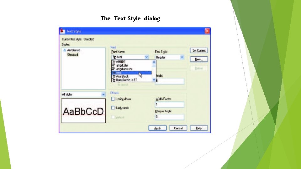 The Text Style dialog 