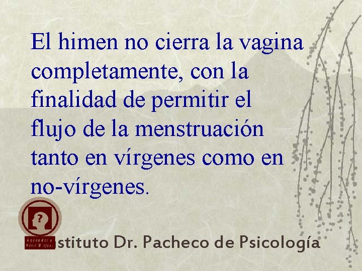 El himen no cierra la vagina completamente, con la finalidad de permitir el flujo