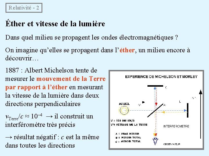 Relativité - 2 Éther et vitesse de la lumière Dans quel milieu se Relativité - 2 Éther et vitesse de la lumière Dans quel milieu se