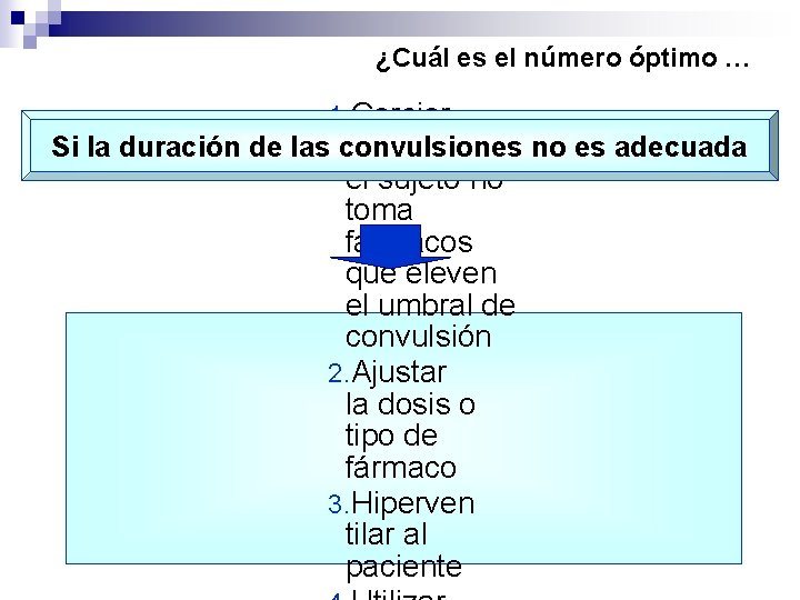 ¿Cuál es el número óptimo … 1. Cercior Si la duración de las convulsiones